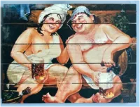 картина "банька жаркая" 30*40 см на дереве б013, пэм