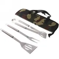 набор для барбекю 4 предмета с ручкой из металла (лопатка,вилка,щипцы,чехол)