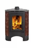 печь-камин бавария изразец барокко коричневый угловая радиус с металлической крышкой экокамин