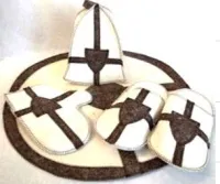 набор из 4-х предметов (шапка "крестоносец", рукавица, коврик, тапочки), жар-банька