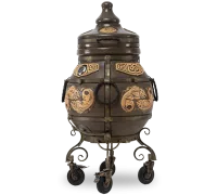 тандыр экотандыры шар черный, откидная крышка с колесами