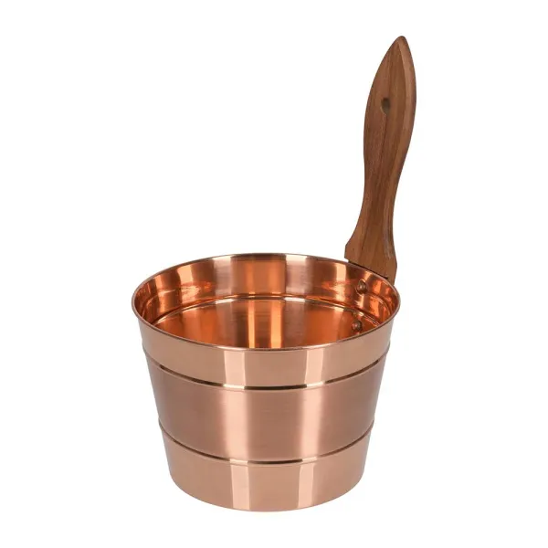 бадья из меди с деревянной ручкой для сауны, 4 литра банные штучки